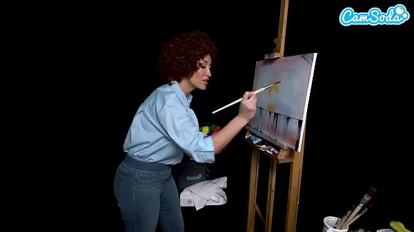 Big Tits MILF Ryan Keely Cosplay As Bob Ross Gets Horny During Painting Tutorial