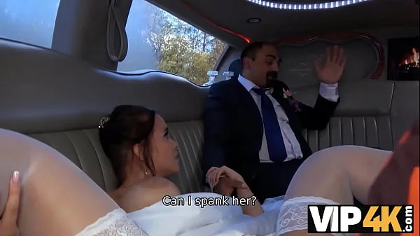 VIP4K. Bride permits husband to watch her having ass scored in limo